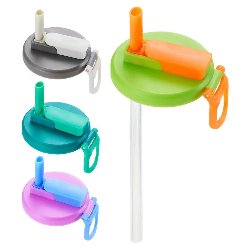 Reusable soda can lids with silicone straws, multicolor set