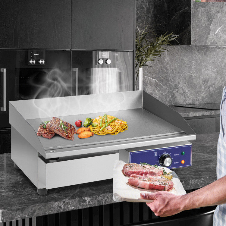 Commercial Countertop Electric Griddle – Cast Iron, 2000W, 300 sq.in