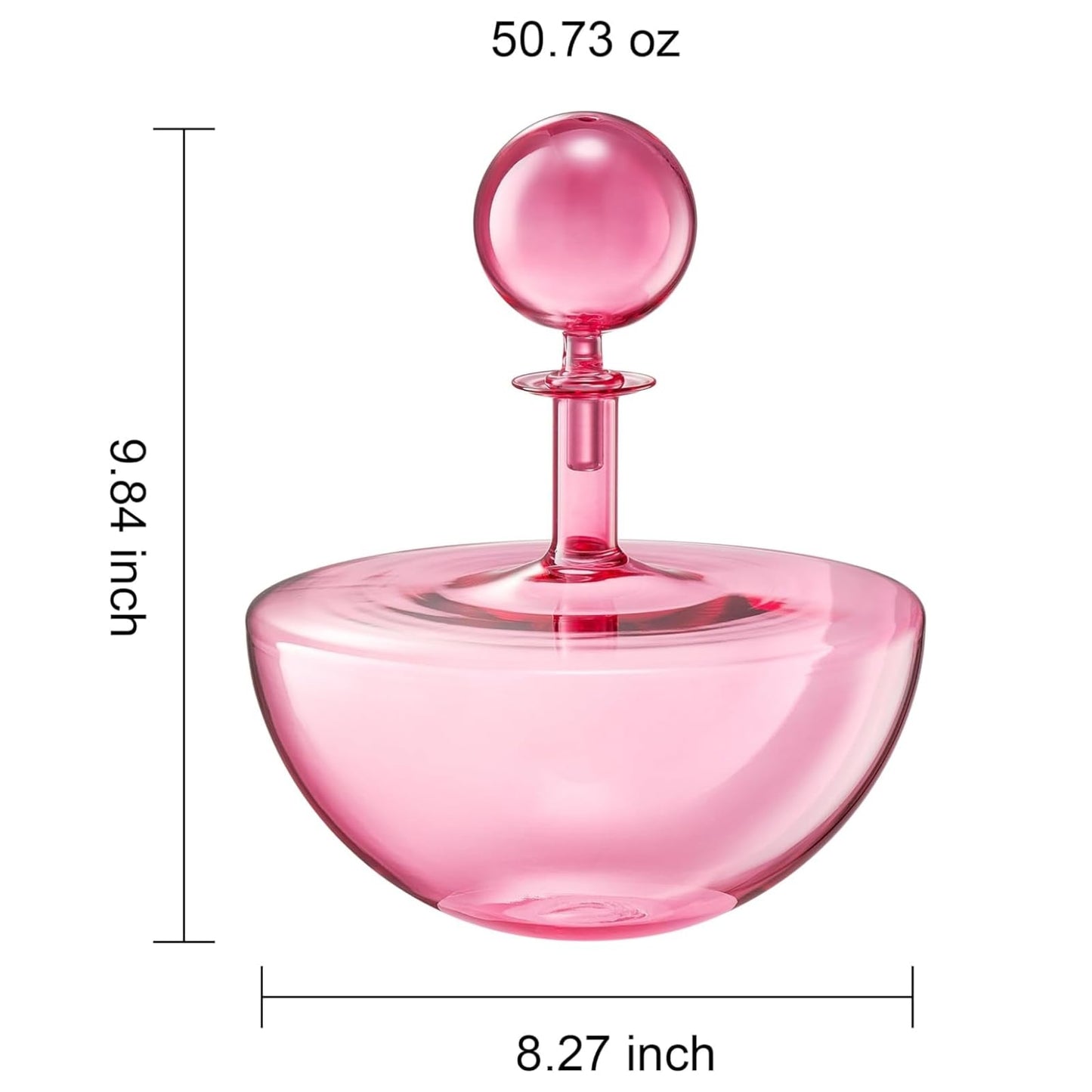 Blush Pink Low Arc Glass Decanter Handblown Captain’s Style Carafe