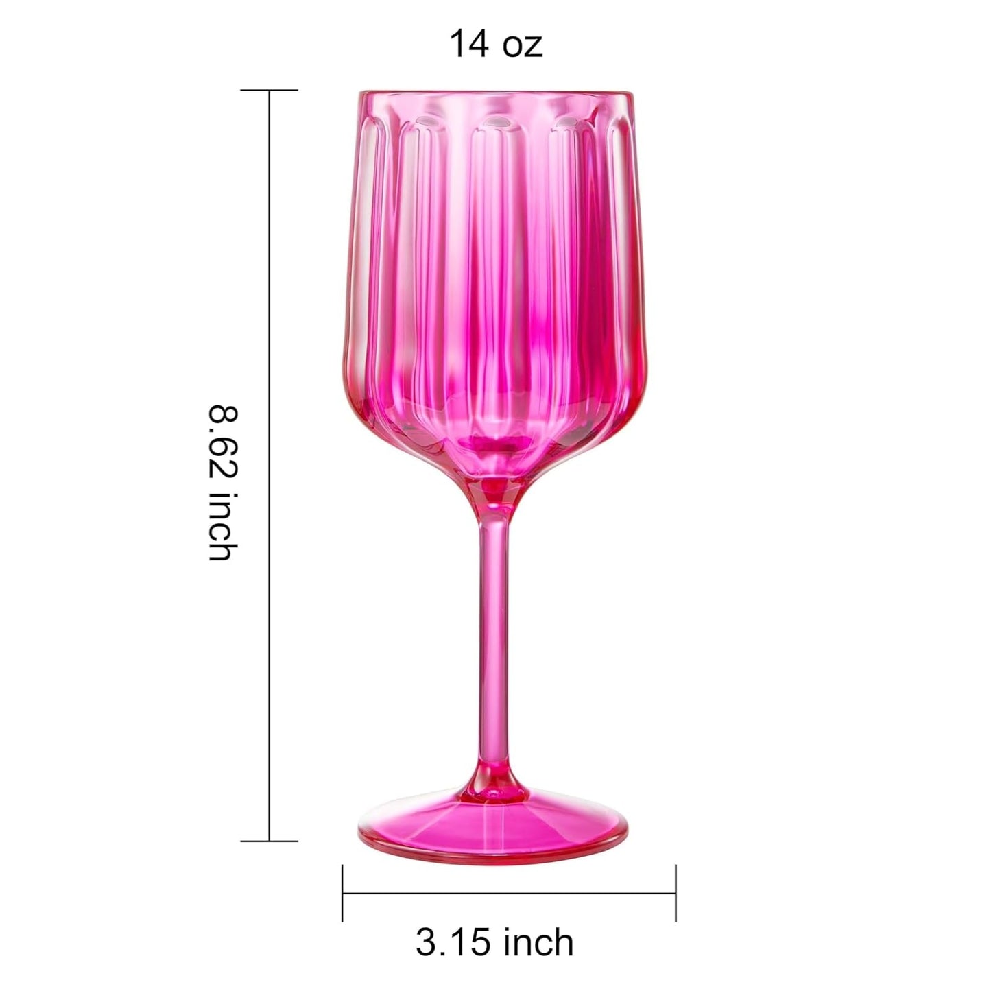 Khen Acrylic Lucia Stemmed Goblets - Set of 6 |14oz | Coral