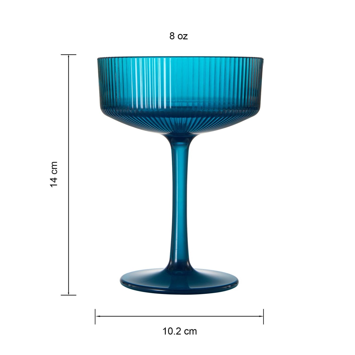 Eze Acrylic Ribbed Champagne Coupe, Cocktail Glassware, Set of 6