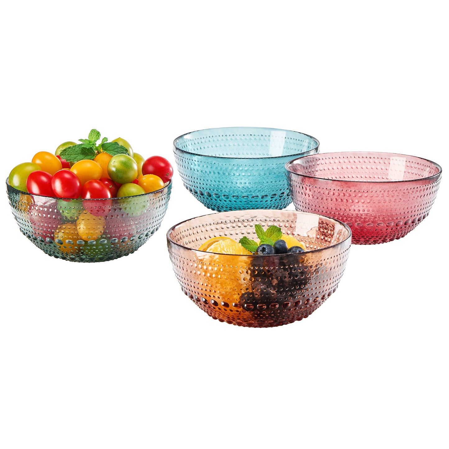 Tonal Hobnail Bowl Glassware, Set of 4