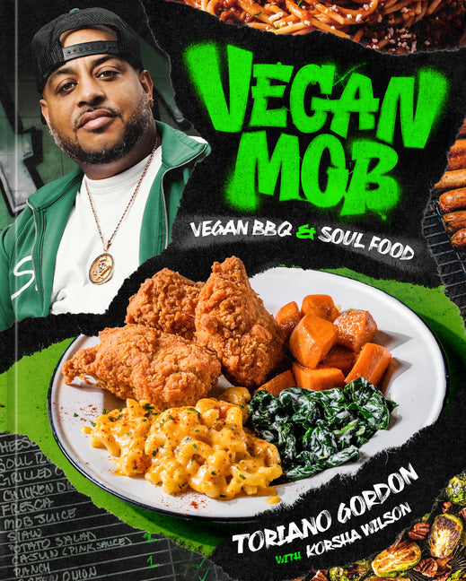 Cookbook cover for Vegan Mob: vegan BBQ and soul food, plate of vegan dishes