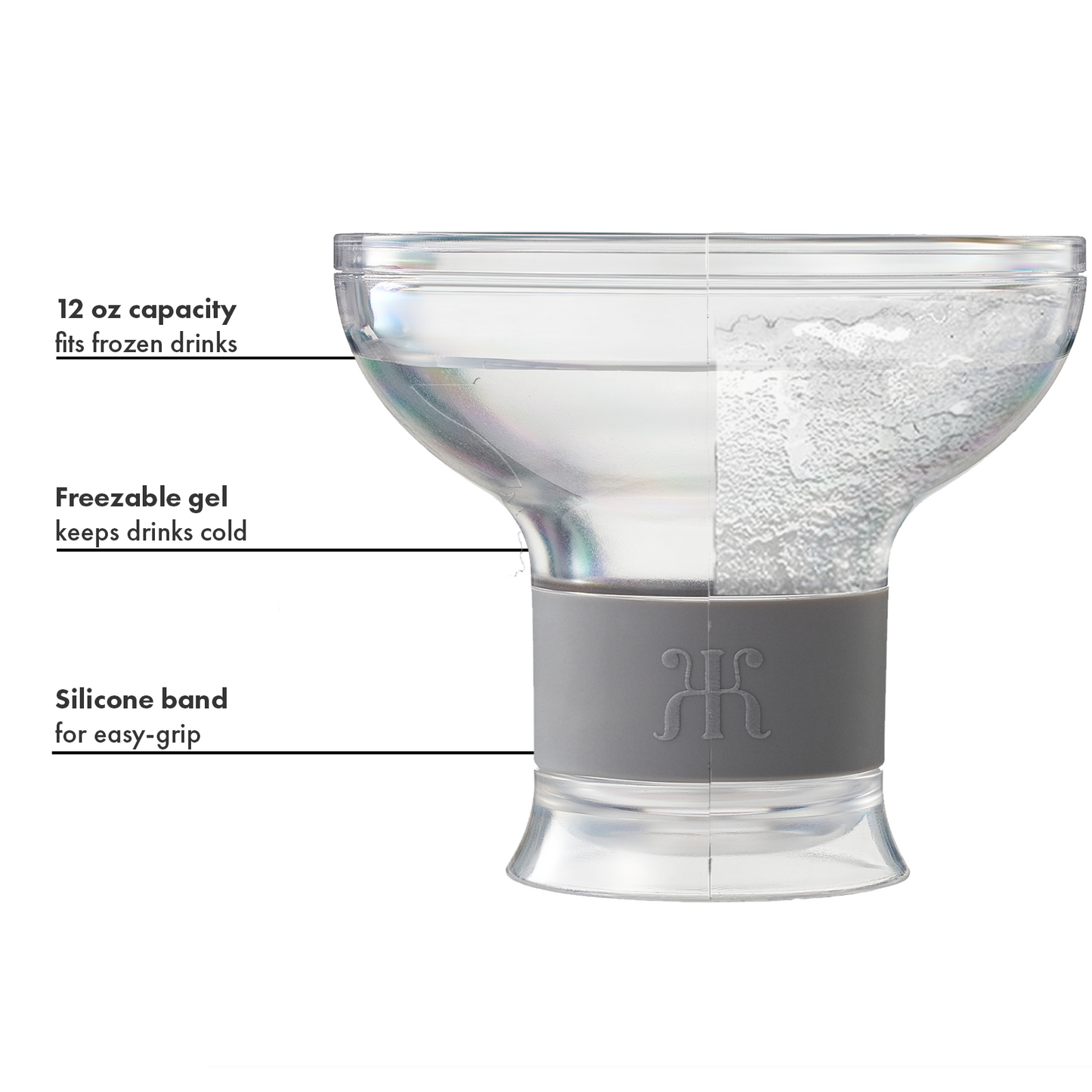 Eze Frozen Margarita & Cocktail Chiller Glasses, Acrylic, Set of 4