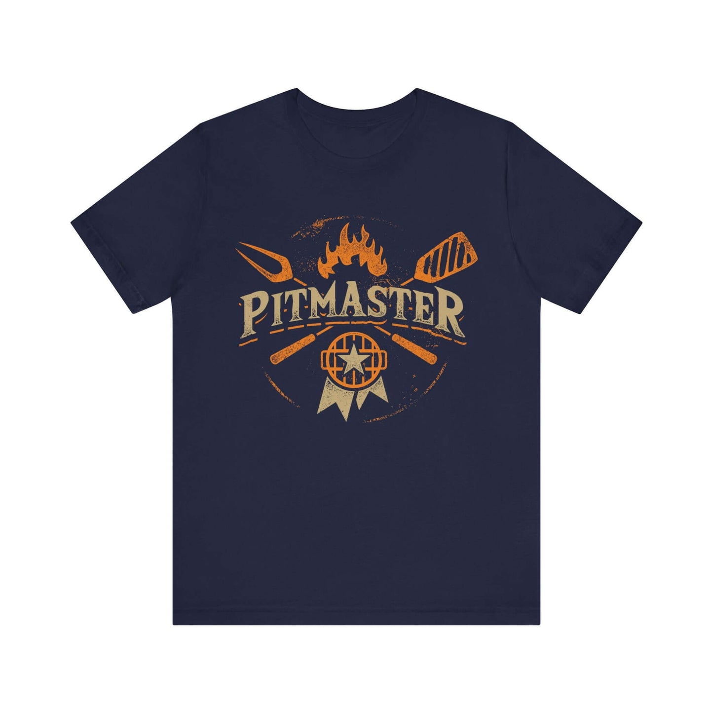 Navy Pitmaster logo graphic T-shirt, crew neck short sleeves
