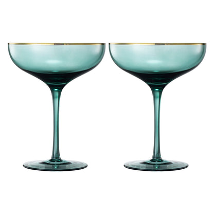 Palazzo Champagne Coupe, Cocktail Glassware, Set of 2, Green
