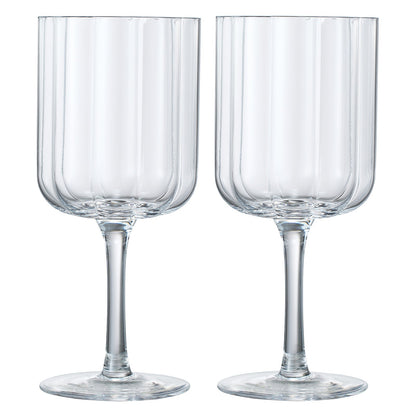 Flower Stemmed Wine Glassware, Clear, Set of 2
