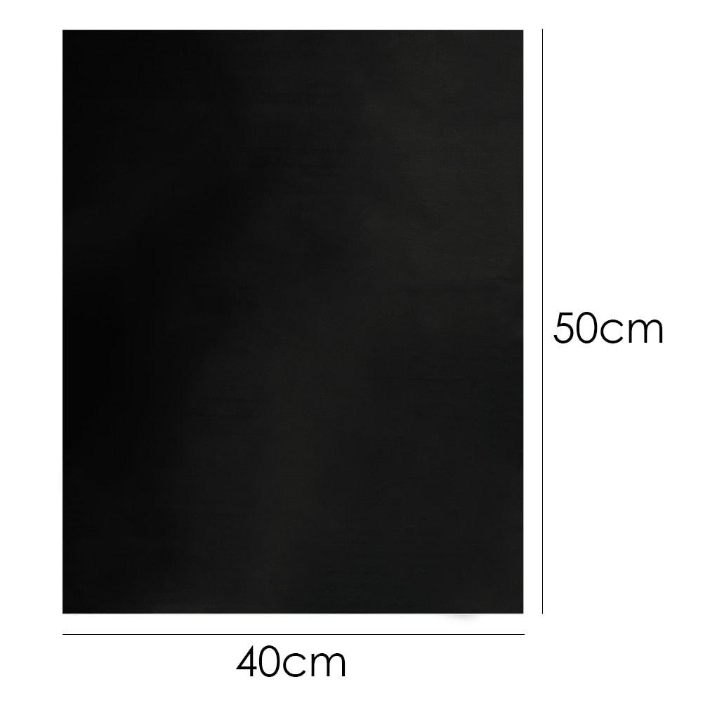 Black rectangular non-stick grill mat, 40 x 50 cm size diagram
