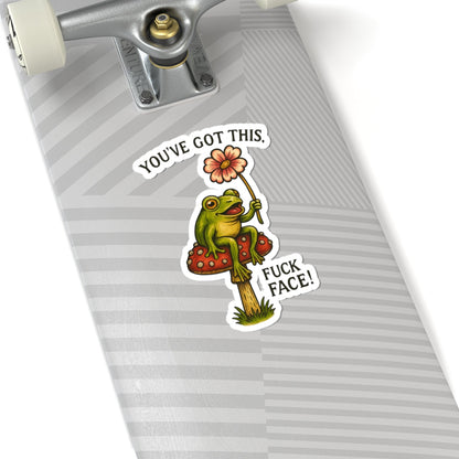 Kiss-Cut Stickers: Motivational Frog Design for Laptops, Journals, Water Bottles, Gifts, Fun Decor