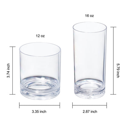Barcelona Acrylic Lowball & Highball Glassware, Set of 8