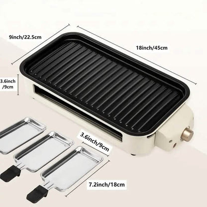 1500W Smokeless Electric Indoor Grill – Non-Stick Plate & Raclette Pans