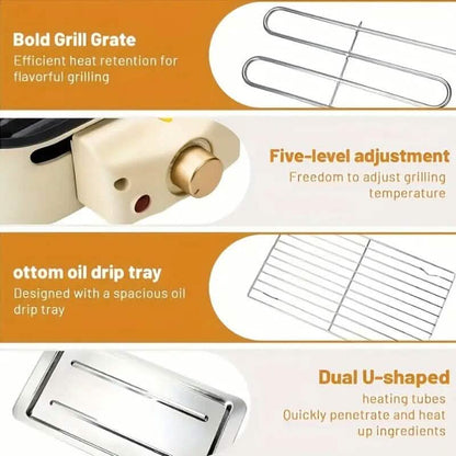 1500W Smokeless Electric Indoor Grill – Non-Stick Plate & Raclette Pans
