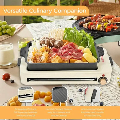 1500W Smokeless Electric Indoor Grill – Non-Stick Plate & Raclette Pans