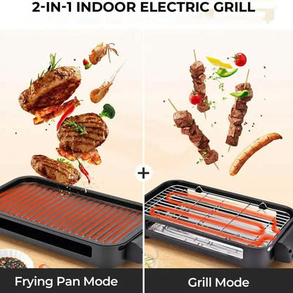 1500W Smokeless Electric Indoor Grill – Non-Stick Plate & Raclette Pans