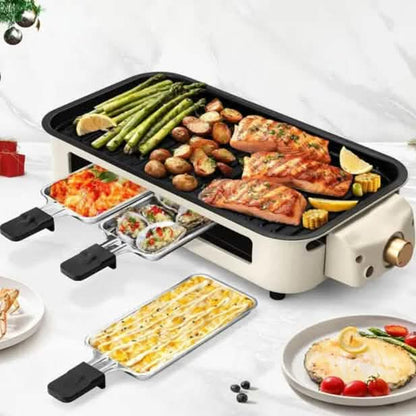 1500W Smokeless Electric Indoor Grill – Non-Stick Plate & Raclette Pans