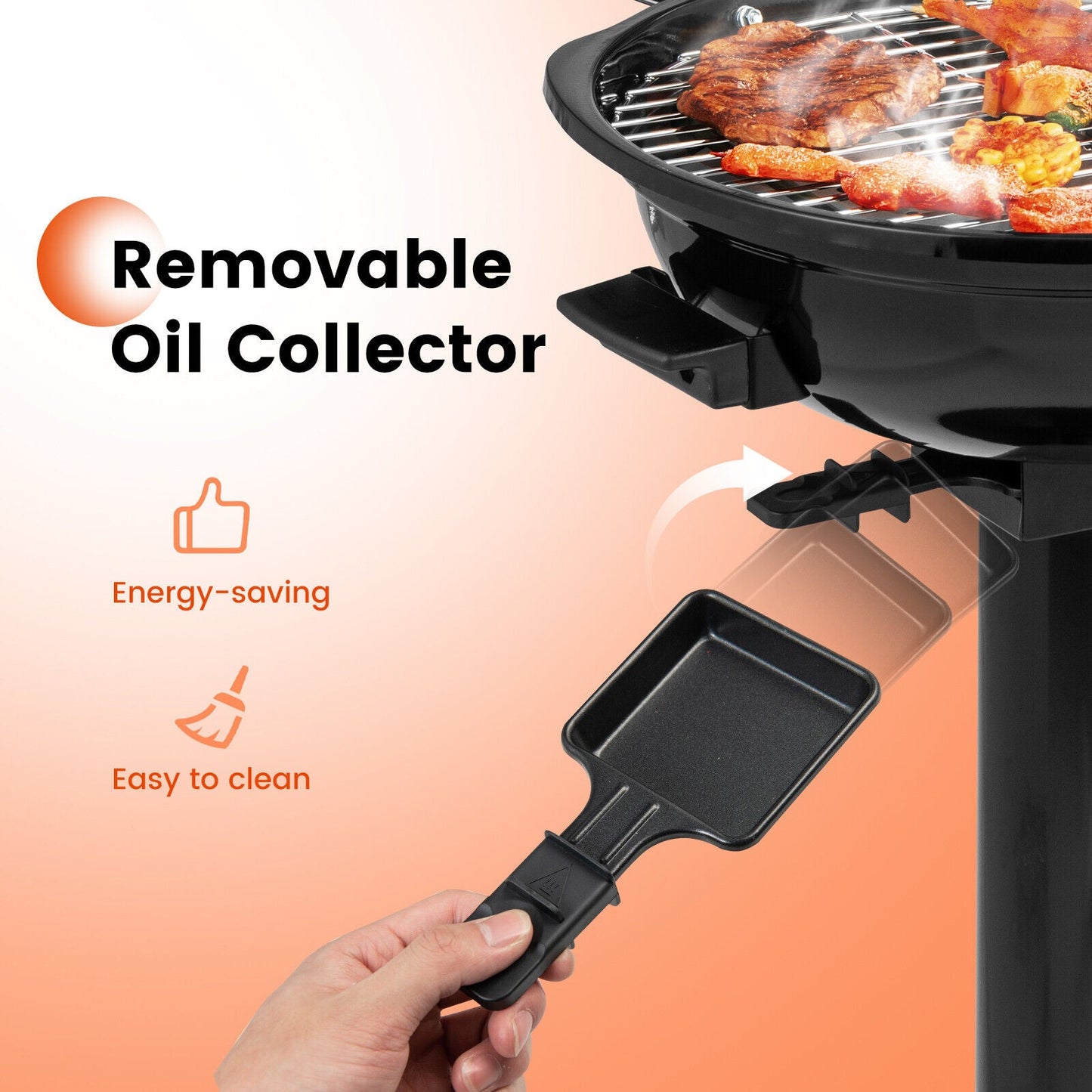1600W Electric BBQ Grill with Removable Non-Stick Warming Rack – Indoor & Outdoor