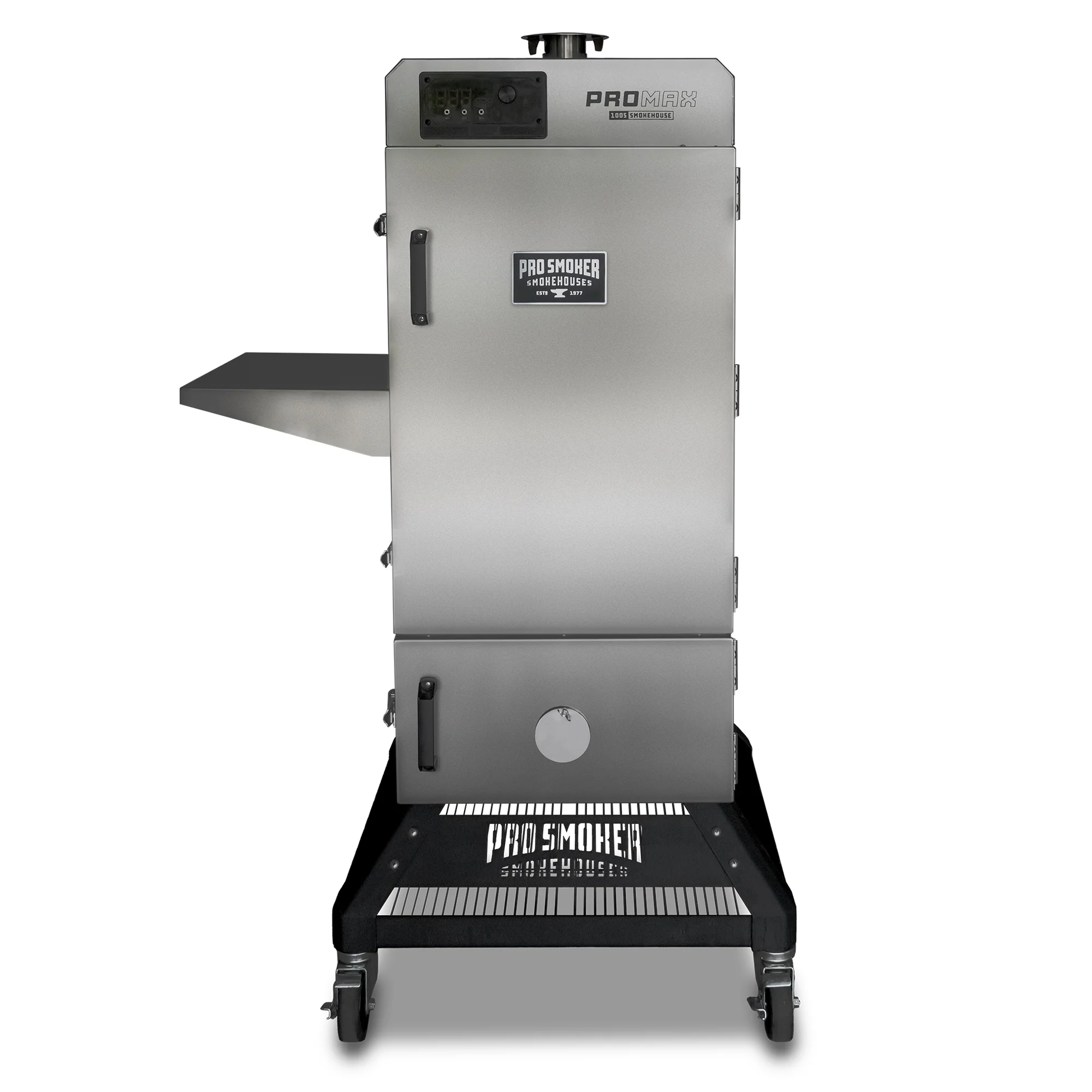 Pro Max 100 S electric smoker, stainless steel cabinet with digital control panel