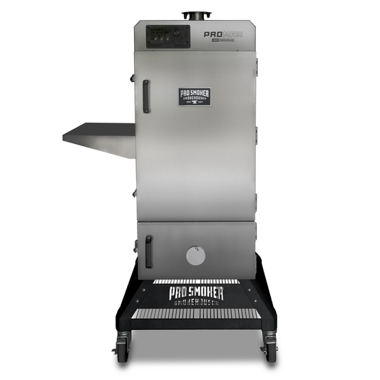 Pro Max 100 S electric smoker, stainless steel cabinet with digital control panel
