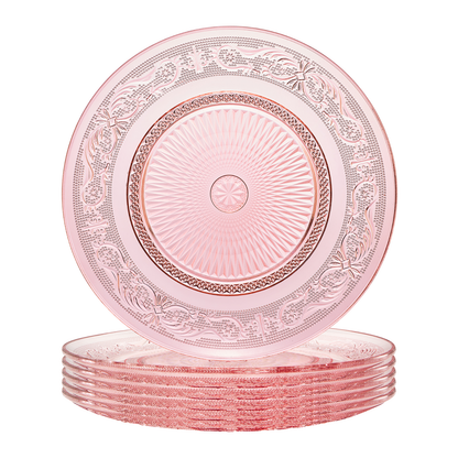 Blush Vintage Glass Plate, Set of 6
