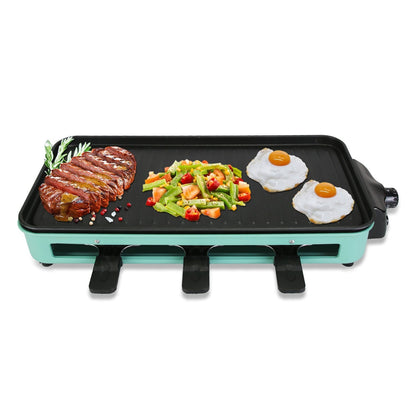 LJG 2000W 2-in-1 Electric Indoor Grill – Grill Net & Removable Plate, 5 Temp Settings