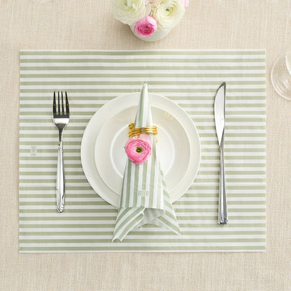 Tonal Striped Disposable Napkin Set in Green, 100 Pieces