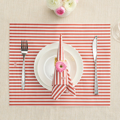 Tonal Striped Disposable Napkin Set in Red, 100 Pieces