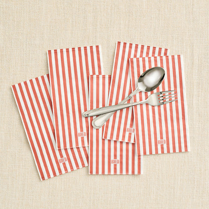 Tonal Striped Disposable Napkin Set in Red, 100 Pieces