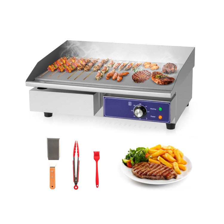 Commercial Countertop Electric Griddle – Cast Iron, 2000W, 300 sq.in
