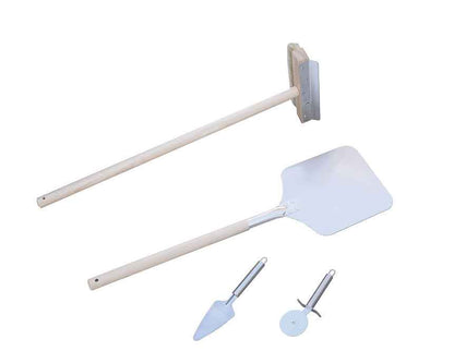 Pizza oven accessory tools set with long-handled shovel and pizza peel