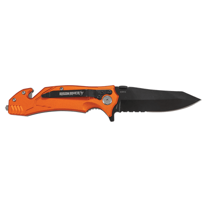 3.5-inch rescue knife, orange handle with black blade and pocket clip
