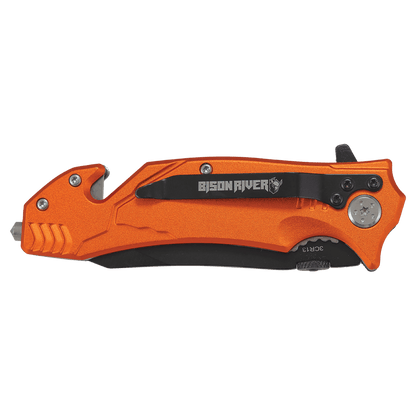 3.5-inch rescue knife, orange handle with black blade and pocket clip