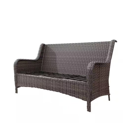 3-seat wicker sofa side view with dark blue seat cushion and back support