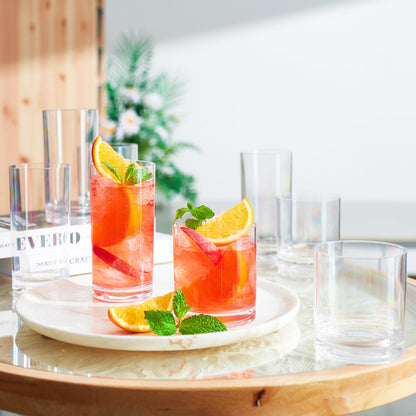 Barcelona Acrylic Lowball & Highball Glassware, Set of 8