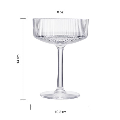 Barcelona Acrylic Champagne Coupe Cocktail Glassware, Set of 4