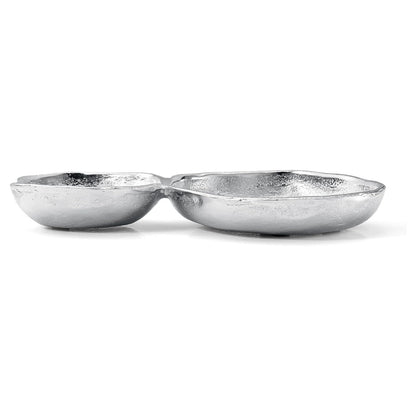 2 Cluster Decorative Bowls Bright Silver Snack Tray Bowl Chip