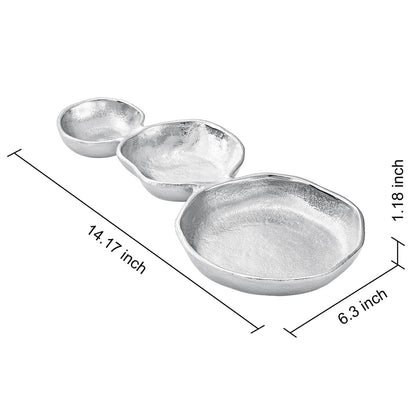 3 Cluster Decorative Bowls Bright Silver Snack Tray Bowl Chip