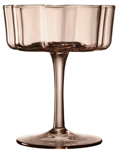 Flower Wave Coupe Cocktail Colored Glasses | Set of 6 | Venus Brown Colors