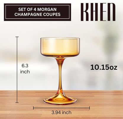 Khen Champagne Coupes Morgan Set Vibrant  - Set of 4 Multicolor