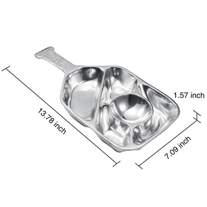 Silver Pickleball Serving Dish 13.7 Inch – Modern Decorative Tray with Heavy Polished Finish