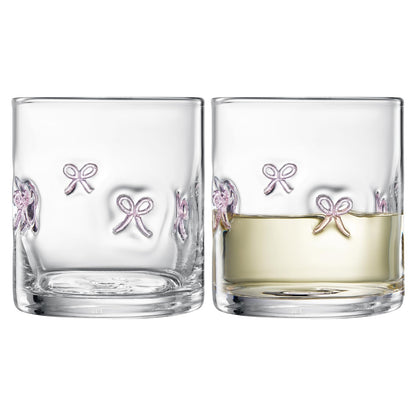 Khen Bowtie Tumblers Set Stylish Break Resistant Acrylic Drinkware - Set of 2 Pink
