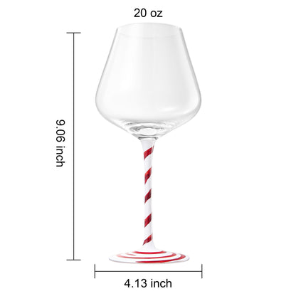 Khen Holiday Candy Cane Wine Glasses Set of 2 Santa Red White Striped