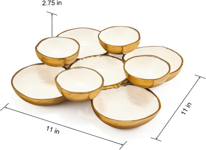 Cluster of 9 Round Serving Bowls Enamel Clusters Decorative Elegant Snack Tray