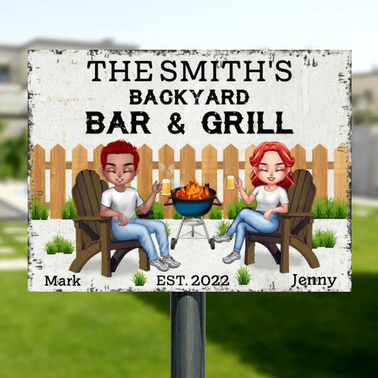 Personalized Patio Metal Sign – Backyard Bar & Grill