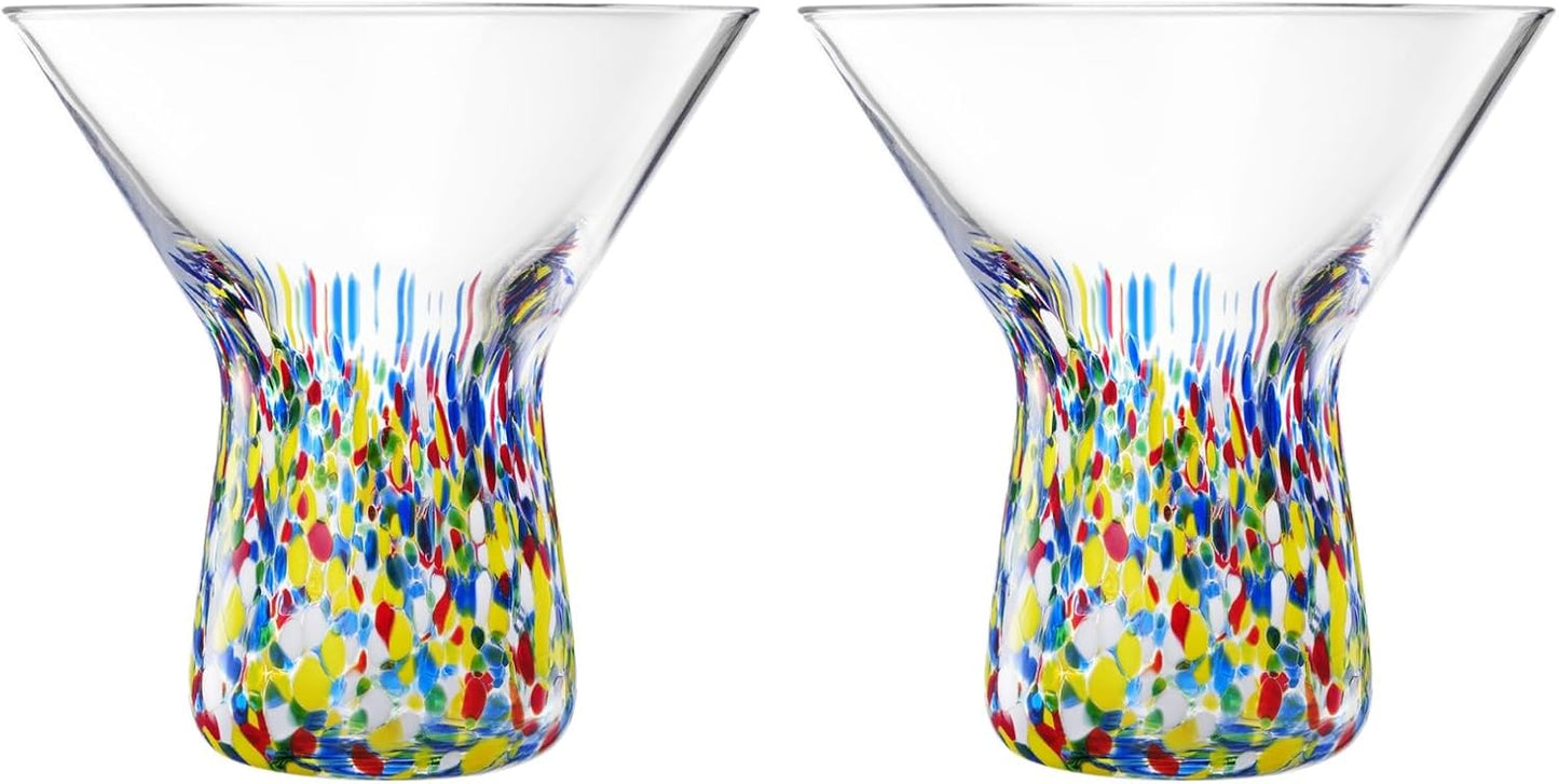The Wine Savant Stemless Martini Glasses Hand Blown - Set of 2 Clear