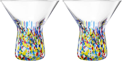 The Wine Savant Stemless Martini Glasses Hand Blown - Set of 2 Clear