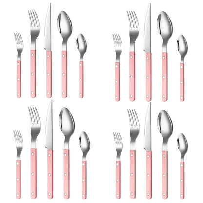 Khen Pink Cutlery Set of 20 –18/8 Stainless Steel Flatware