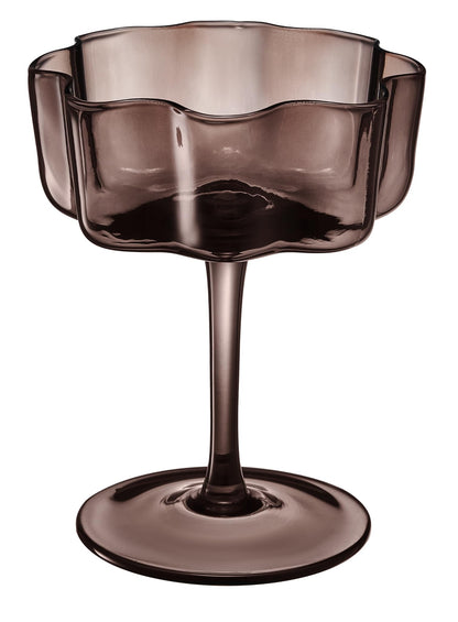 Flower Wave Coupe Cocktail Colored Glasses | Set of 6 | Venus Brown Colors