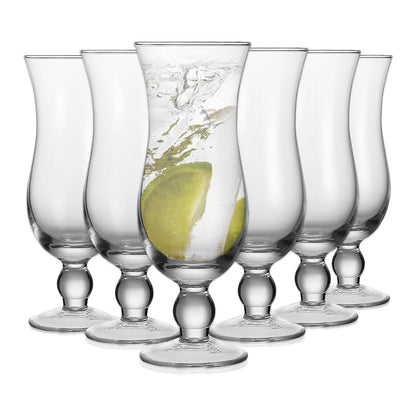 Hurricane Glassware Set of 6, Clear Glass Drinkware