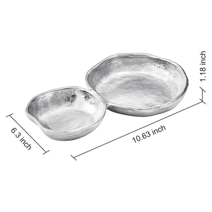 2 Cluster Decorative Bowls Bright Silver Snack Tray Bowl Chip