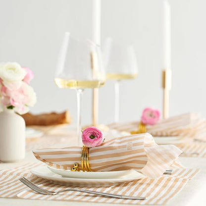 Tonal Striped Disposable Napkin Beige Set of 50 Pieces